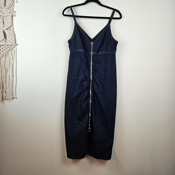 7 for all Mankind exposed Zipper denim Bodycon Dress Size Medium - Picture 1 of 8